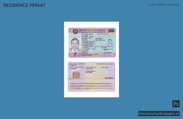 Beispielansicht einer Aufenthaltskarte für Mosambik